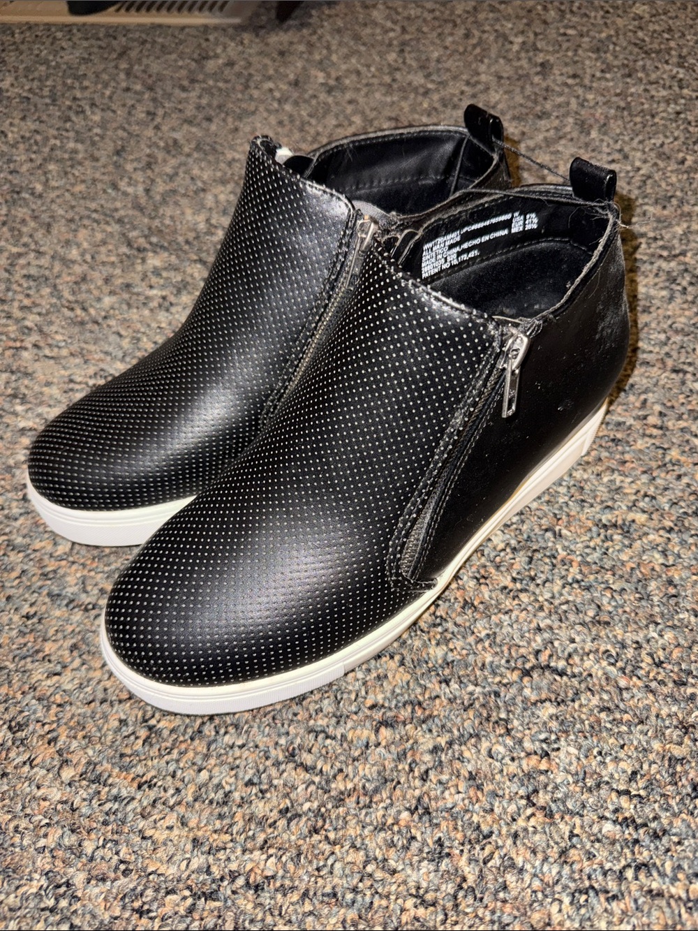 Black Slip-On Sneakers with White Sole